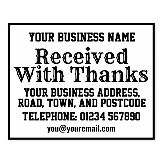 Ontvangen Met Dank met Naam, Adres, enz Rubberstempel (Afrduk)