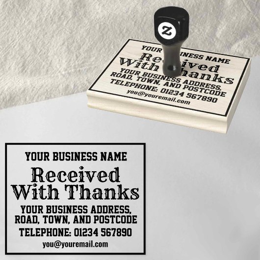 Ontvangen Met Dank Met Naam, Adres, Enz Rubberstempel