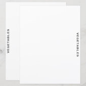 Ontvanger divider | Groenten | Eenvoudig wit (Voorkant / Achterkant)