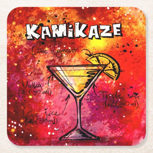 Ontvanger Drink Kamikaze Bartender Kartonnen Onderzetters (Voorkant)