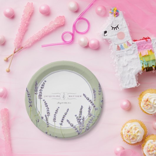 Ontvanger Franse lavender Floral Waterverf Papieren Bordje (Feest)