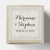 Ontvanger Rustic Lace w Aged  Linen Bedankdoosjes (Bovenkant)