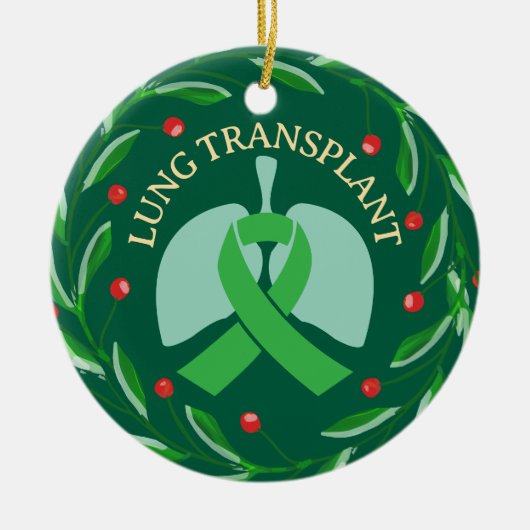 Ontvanger van longtransplantatie aangepaste kerst keramisch ornament (Voorkant)