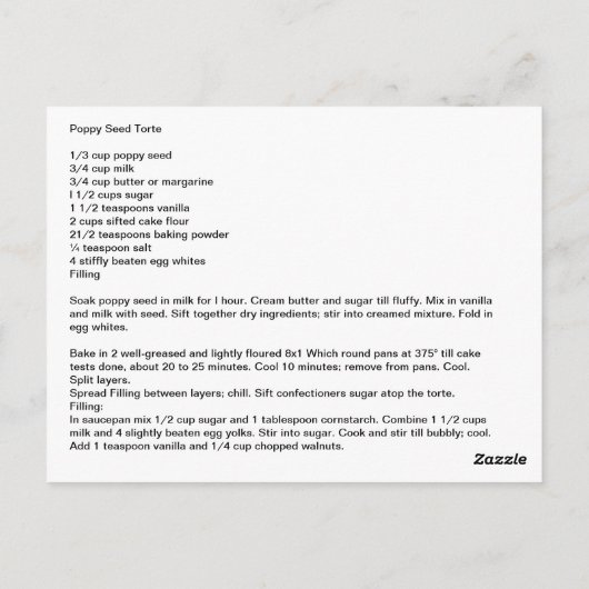 Ontvanger van papaverzaad briefkaart (Achterkant)