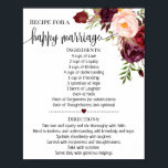 Ontvanger voor gelukkig huwelijk douche-marsala ca poster<br><div class="desc">Klik op "Ontwerp bewerken" om de lay-out aan te passen of te personaliseren (tekst wijzigen,  lettertypekleur,  lettertypestijl). ** Zie het volledige collectie voor de bijbehorende uitnodiging,  games voor vrijgezellenfeesten,  labels en bordjes.**</div>