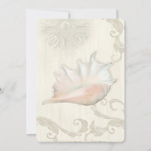 Ontvanging Shore Beach Seashell Conch Shell Weddin Kaart (Achterkant)