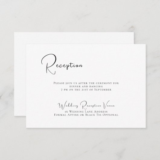 Ontvanging van bruine en zwarte bruiloft informatiekaartje (Voorkant / Achterkant)