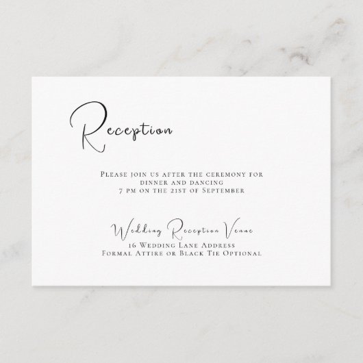 Ontvanging van bruine en zwarte bruiloft informatiekaartje (Voorkant)