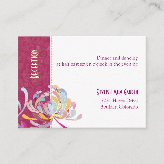 Ontvanging van het huwelijk met Fuchsia Floral of  Informatiekaartje (Voorkant)
