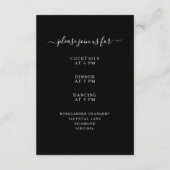 Ontvanging van het zwarte Floral Peonies Wedding Informatiekaartje (Achterkant)