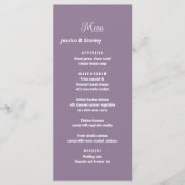 Ontvangingsmenu van Elegant script lavender bruilo Menu (Voorkant)