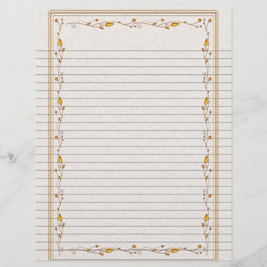 Ontvangingspagina Elegant Gold Floral Border Lined (Voorkant)