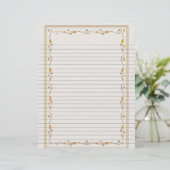 Ontvangingspagina Elegant Gold Floral Border Lined (Staand voorkant)