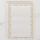 Ontvangingspagina Elegant Gold Floral Border Lined (Voorkant / Achterkant)