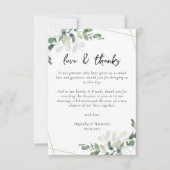 Ontvangingstabel voor eucalyptus Weddenschappen Bedankkaart (Voorkant)