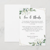 Ontvangingstabel voor eucalyptus Weddenschappen Bedankkaart (Voorkant / Achterkant)