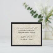 Ontvangingsuitnodiging, zwart in Cream Damask Kaart (Staand voorkant)