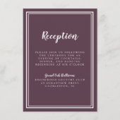 Ontvangingsweddenschap Classic Paars White Simple Informatiekaartje (Voorkant)