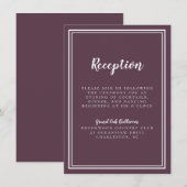 Ontvangingsweddenschap Classic Paars White Simple Informatiekaartje (Voorkant / Achterkant)