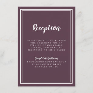 Ontvangingsweddenschap Classic Paars White Simple Informatiekaartje
