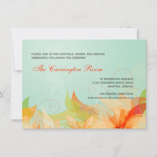 Ontvangkaart Abstracte Floral Wedding-uitnodiginge Kaart (Voorkant)