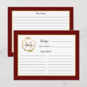 Ontvangkaart van het Burgundy Gold Foliage Monogra Briefkaart (Voorkant / Achterkant)