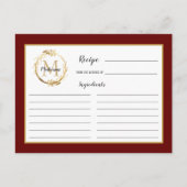 Ontvangkaart van het Burgundy Gold Foliage Monogra Briefkaart (Voorkant)