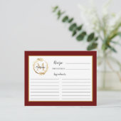 Ontvangkaart van het Burgundy Gold Foliage Monogra Briefkaart (Staand voorkant)