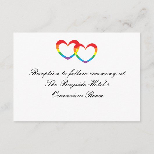 Ontvangkaarten voor "Rainbow Double Hearts" Informatiekaartje (Voorkant)