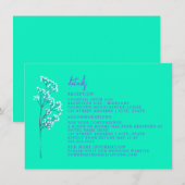 Ontvangst Accommodatie Neon Blauwe Trouwdetails Kaart (Voorkant / Achterkant)