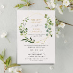 Ontvangst alleen Gold Geometric Greenery Wedding Kaart<br><div class="desc">Deze elegante en aanpasbare Wedding Reception van het huwelijk kenmerkt een geometrisch gouden lijst met prachtige waterverf groene foliage & is met een witte kalligrafie en een klastige serif doopvont in goud en grijs in paren gerangschikt. Als u geavanceerde wijzigingen wilt aanbrengen, selecteert u "Klik om verder aan te passen"...</div>