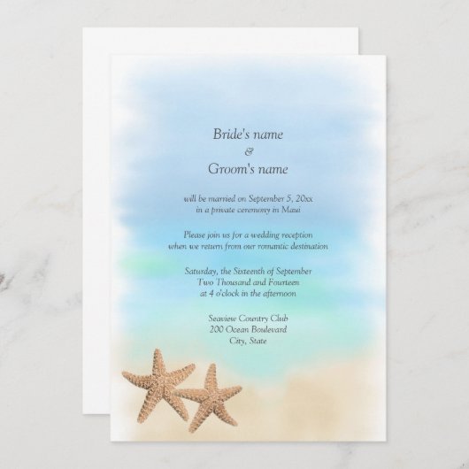 Ontvangst alleen groepsthema bruiloft uitnodiginge kaart (Voorkant / Achterkant)