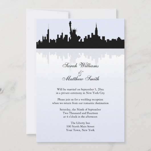 Ontvangst alleen New York Skyline Wedding Uitnodig Kaart (Voorkant)