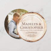 Ontvangst Alleen Rustieke Trouwfoto Houten Gesnede Kaart (Voorkant / Achterkant)