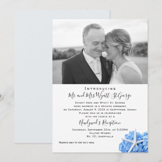 Ontvangst alleen Seaside Garden Foto Aankondiging (Voorkant / Achterkant)