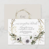 Ontvangst Anemone Floral BOHO WARE Waterverf RSVP Kaartje (Voorkant / Achterkant)