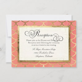 Ontvangst art Deco Shell Gold Leaf Formal Wedding Kaart