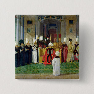 Ontvangst bij de rechtbank van de Sultan Selim III Vierkante Button 5,1 Cm