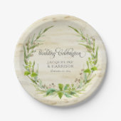 Ontvangst BOHO Krans Blad Berk Hout Rustiek Herfst Papieren Bordje (Voorkant)