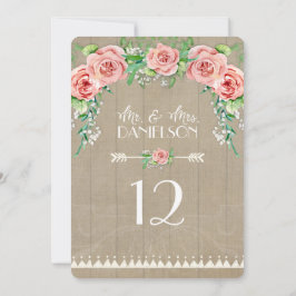 Ontvangst BOHO Tafel Nummer Baby's Breath Rozen Kaart