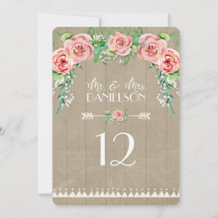 Ontvangst BOHO Tafel Nummer Baby's Breath Rozen Kaart