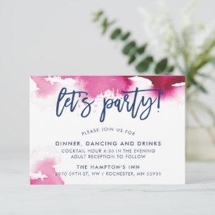 ONTVANGST cute handgeschreven donkerroze aquarel Kaart