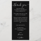 Ontvangst Dank U Black And White Plaatskaart Menu (Voorkant)