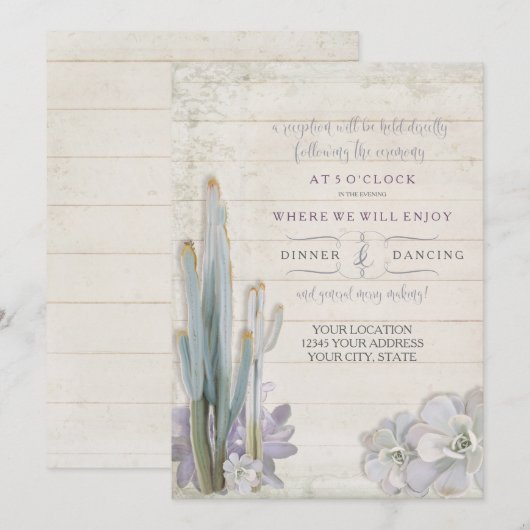Ontvangst Desert Cactus Succulent Hout Typografie Kaart (Voorkant / Achterkant)
