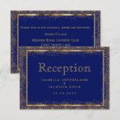 Ontvangst - Donkerblauwe en gouden Confetti Stippe Kaart (Voorkant / Achterkant)