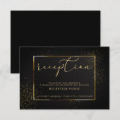 ONTVANGST | Elegant Black en Gold Glitter Kaart (Voorkant / Achterkant)