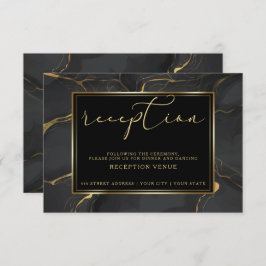 ONTVANGST | Elegant Black en Gold Marble Kaart