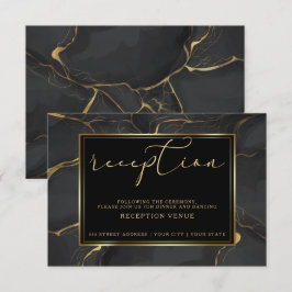 ONTVANGST | Elegant zwart en gouden marmer Kaart