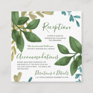 Ontvangst en details Waterverf bruiloft Informatiekaartje