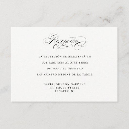 Ontvangst en routebeschrijving Spaans Informatiekaartje (Voorkant)